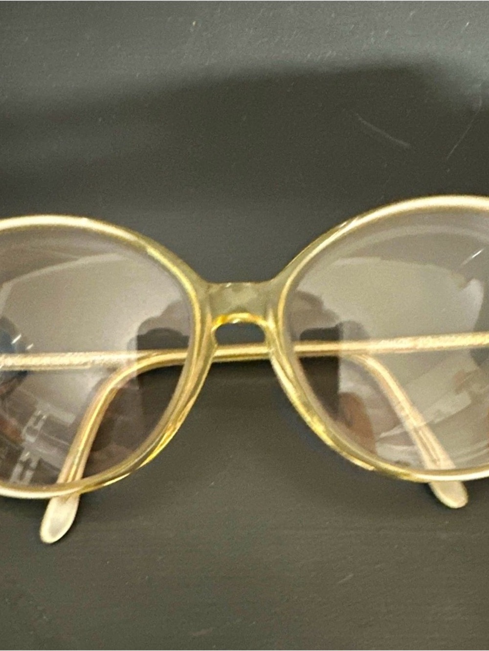 Vintage Chloe Round Women's Glasses in Translucent Yellow with Gold Accents